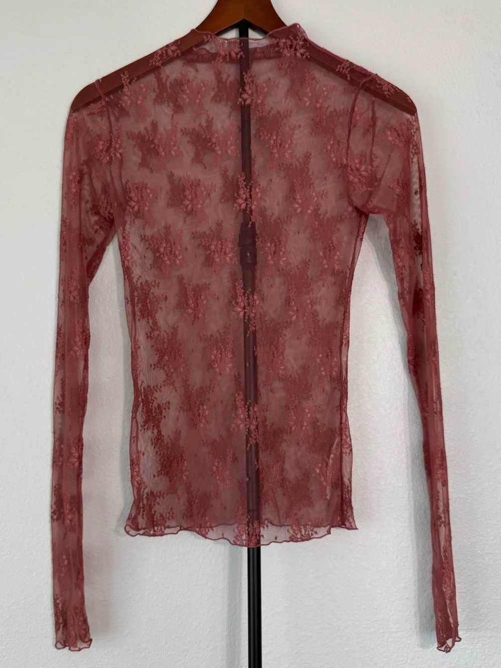 Free People Lady Lux Printed Layering Top Fawn Combo Long Sleeve Women Size S